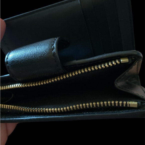 Coach Light & Dark Brown Signature Canvas w/Black Leather Medium Wallet - Picture 6 of 7